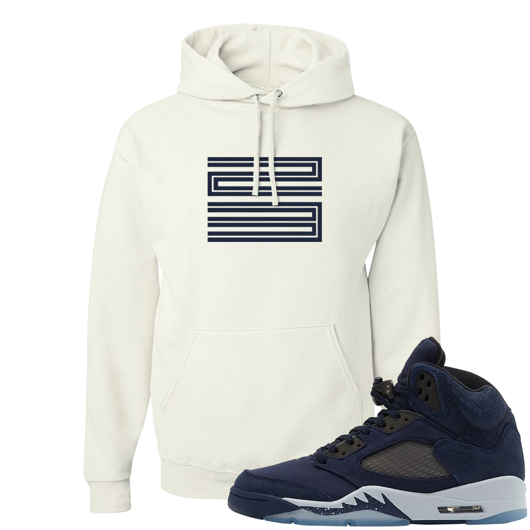 Midnight Navy 5s Hoodie | Double Line 23, White