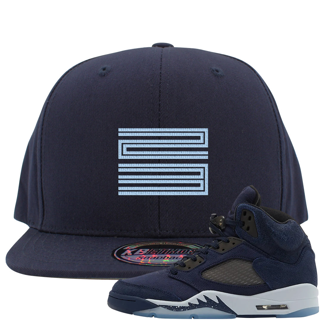 Midnight Navy 5s Snapback Hat | Double Line 23, Navy