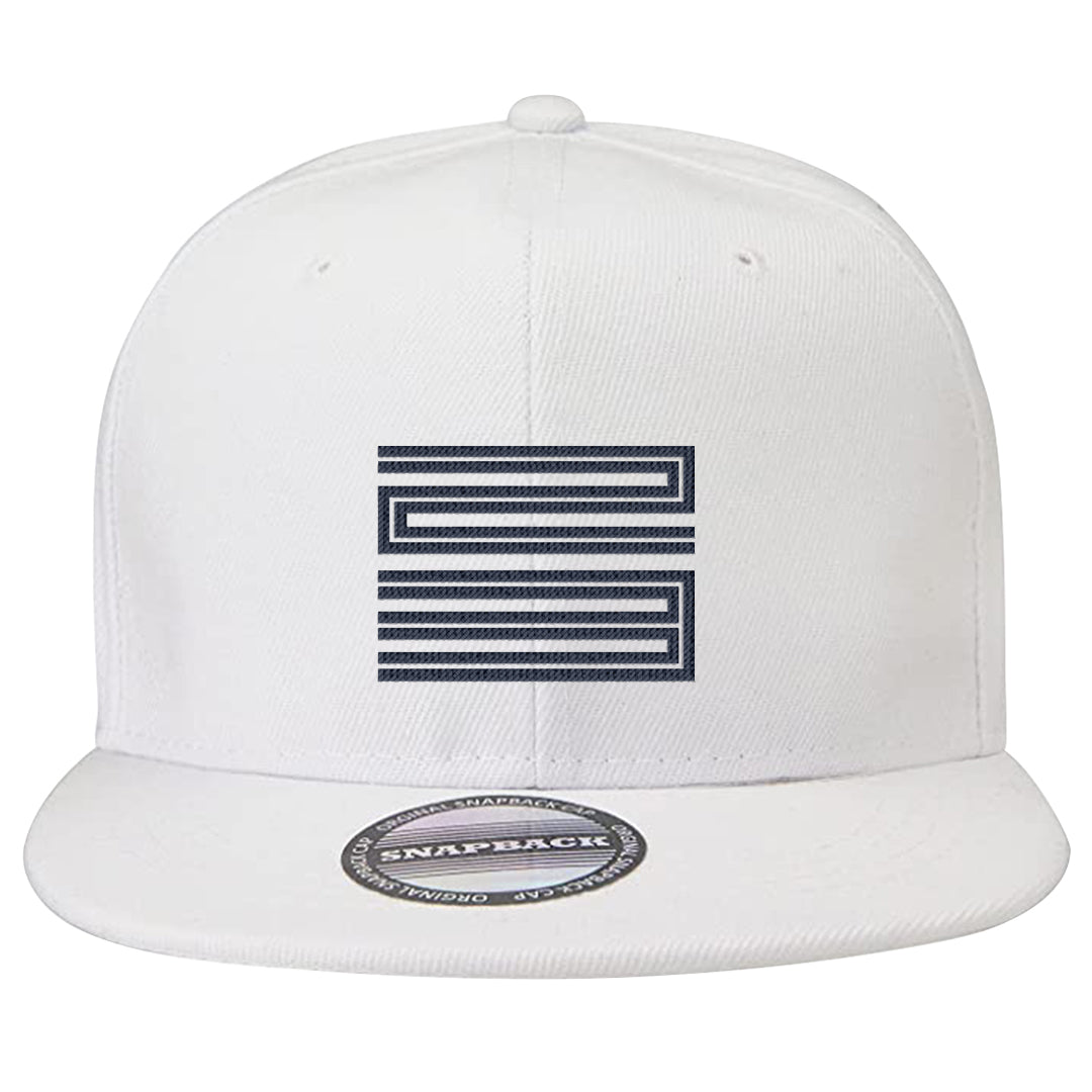 Midnight Navy 5s Snapback Hat | Double Line 23, White