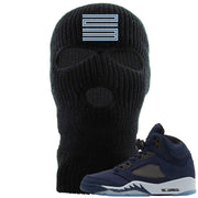 Midnight Navy 5s Ski Mask | Double Line 23, Black