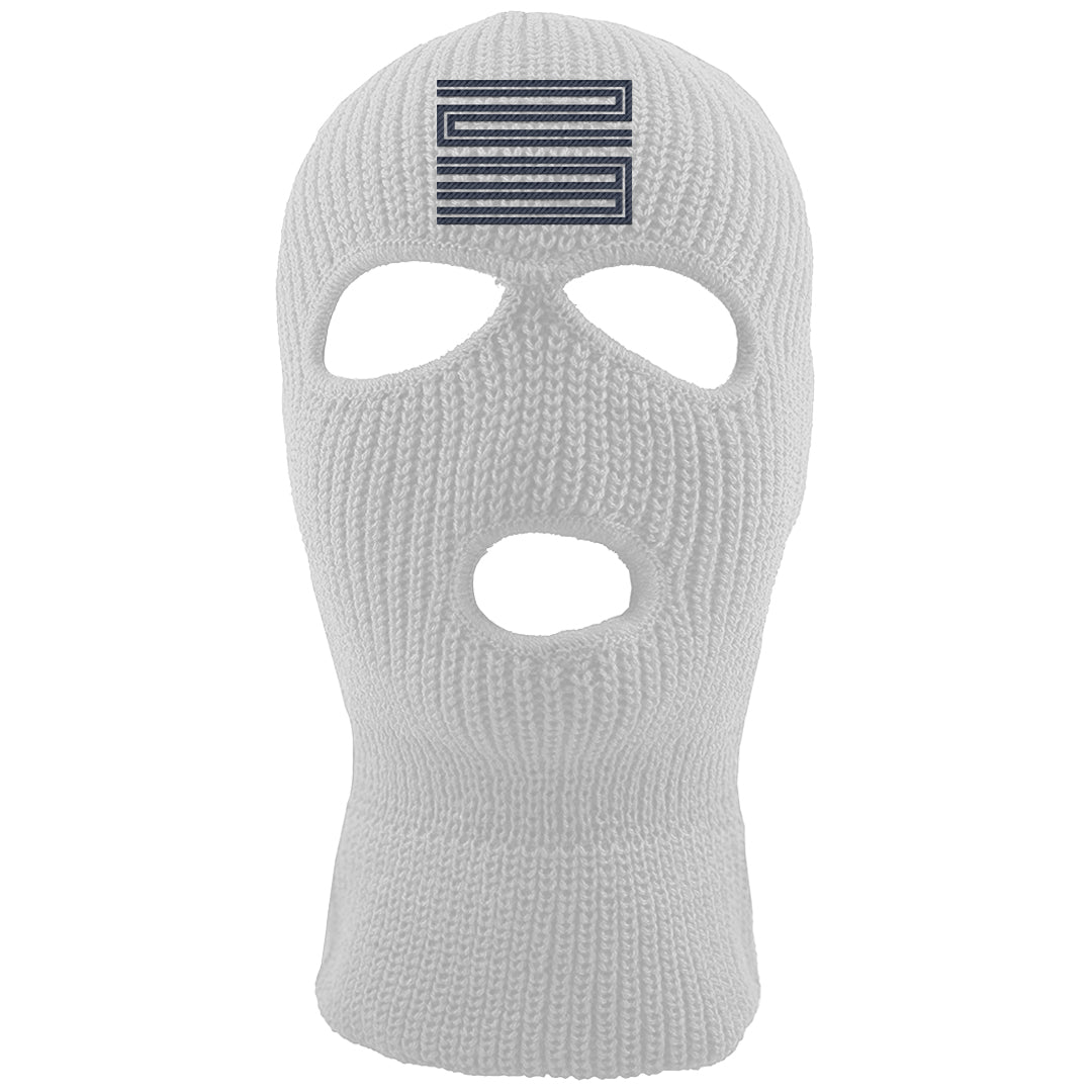 Midnight Navy 5s Ski Mask | Double Line 23, White