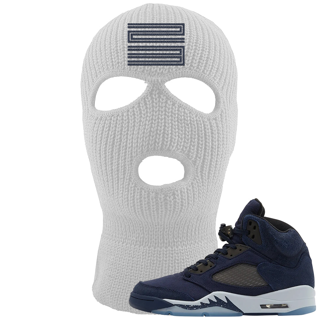 Midnight Navy 5s Ski Mask | Double Line 23, White