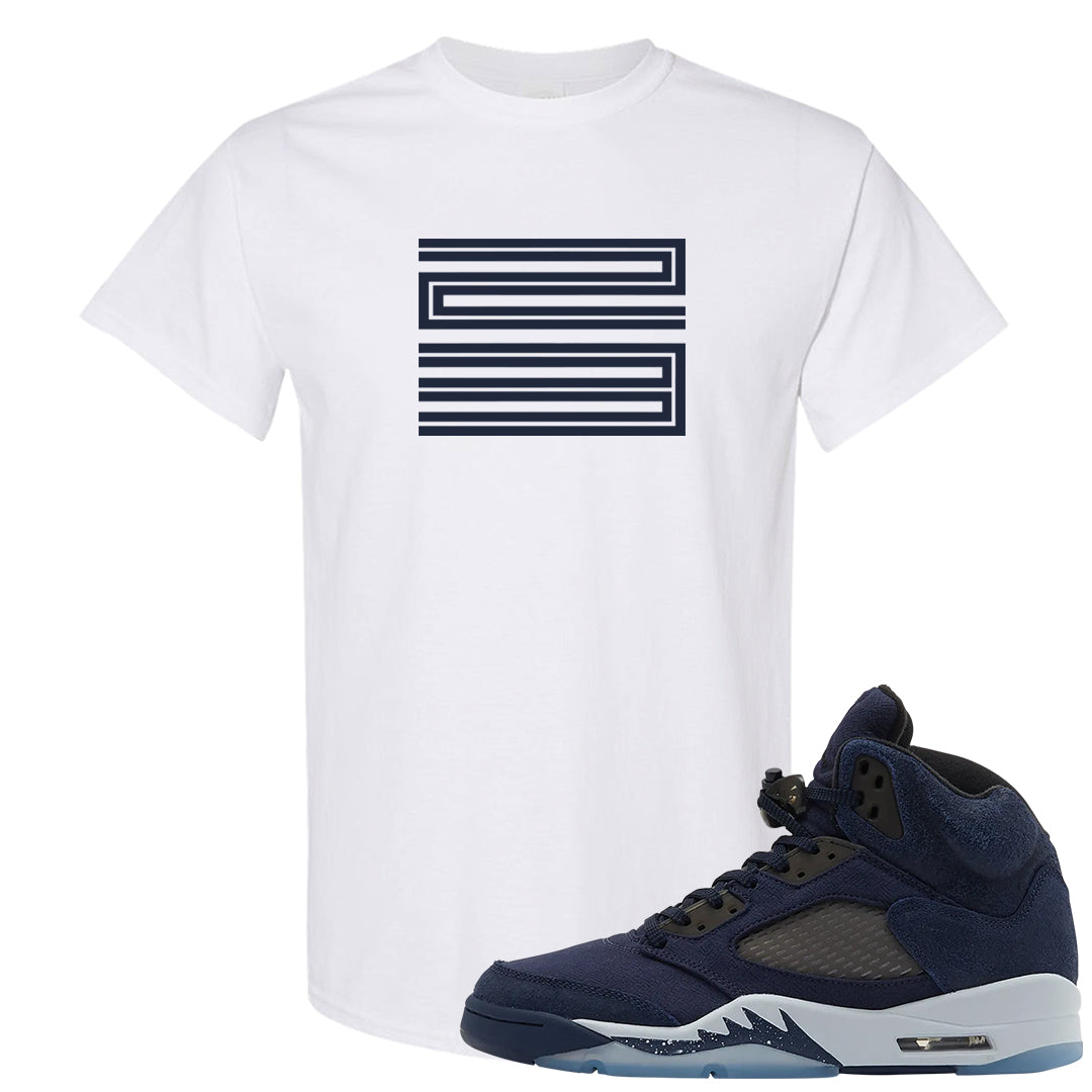 Midnight Navy 5s T Shirt | Double Line 23, White
