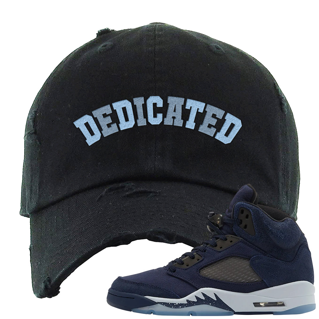 Midnight Navy 5s Distressed Dad Hat | Dedicated, Black