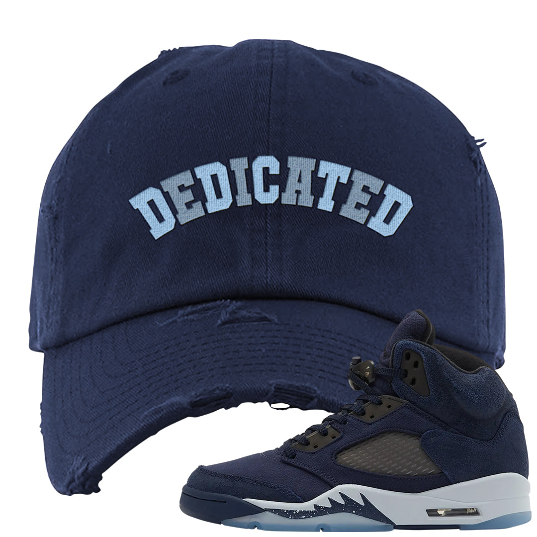 Midnight Navy 5s Distressed Dad Hat | Dedicated, Navy