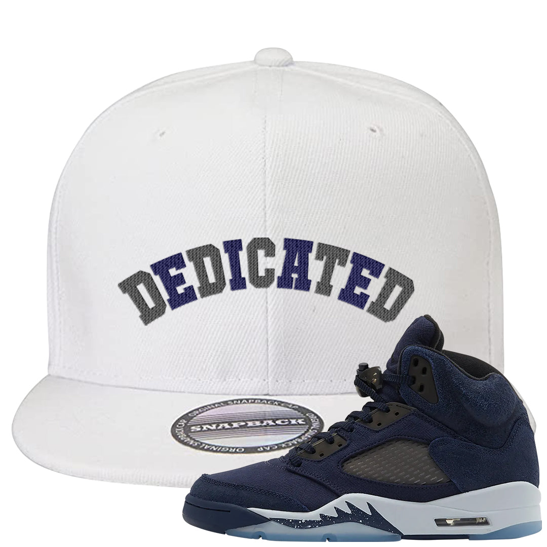 Midnight Navy 5s Snapback Hat | Dedicated, White