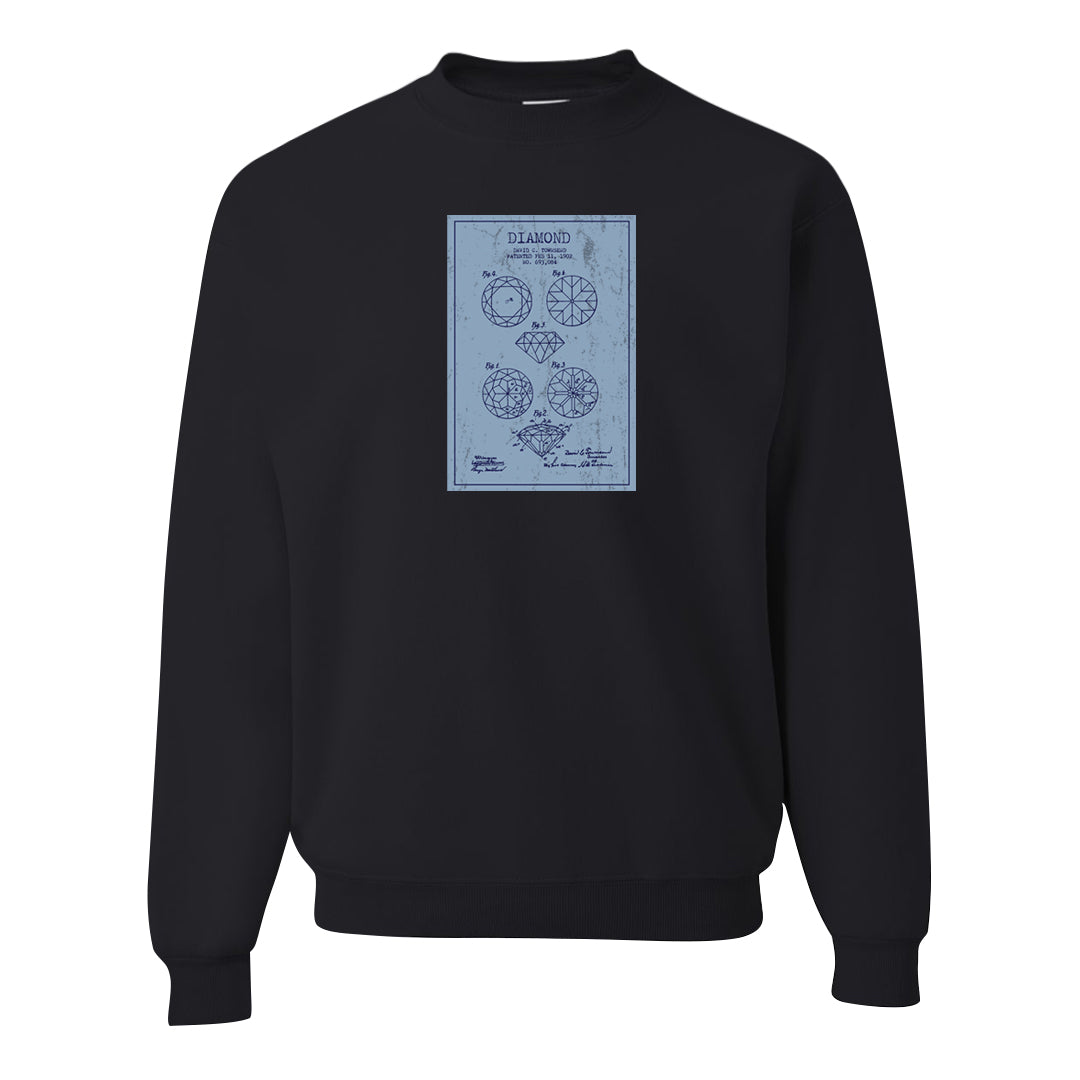 Midnight Navy 5s Crewneck Sweatshirt | Diamond Patent Sketch, Black