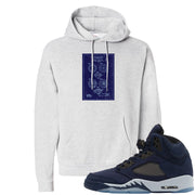 Midnight Navy 5s Hoodie | Diamond Patent Sketch, Ash