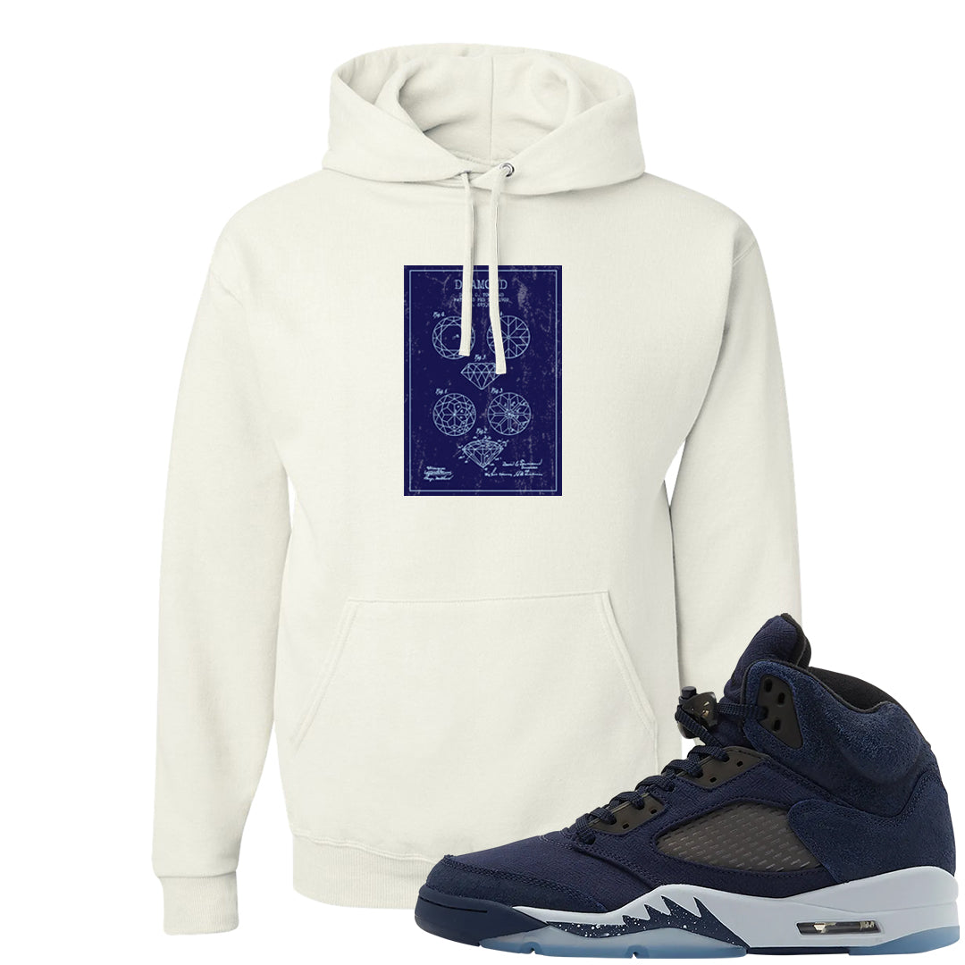 Midnight Navy 5s Hoodie | Diamond Patent Sketch, White