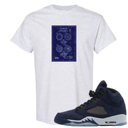 Midnight Navy 5s T Shirt | Diamond Patent Sketch, Ash