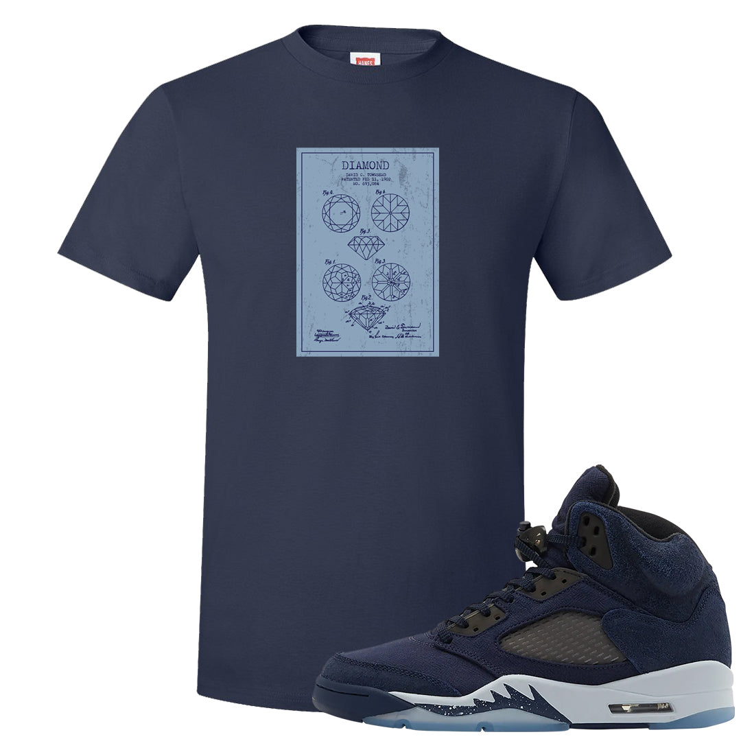 Midnight Navy 5s T Shirt | Diamond Patent Sketch, Navy