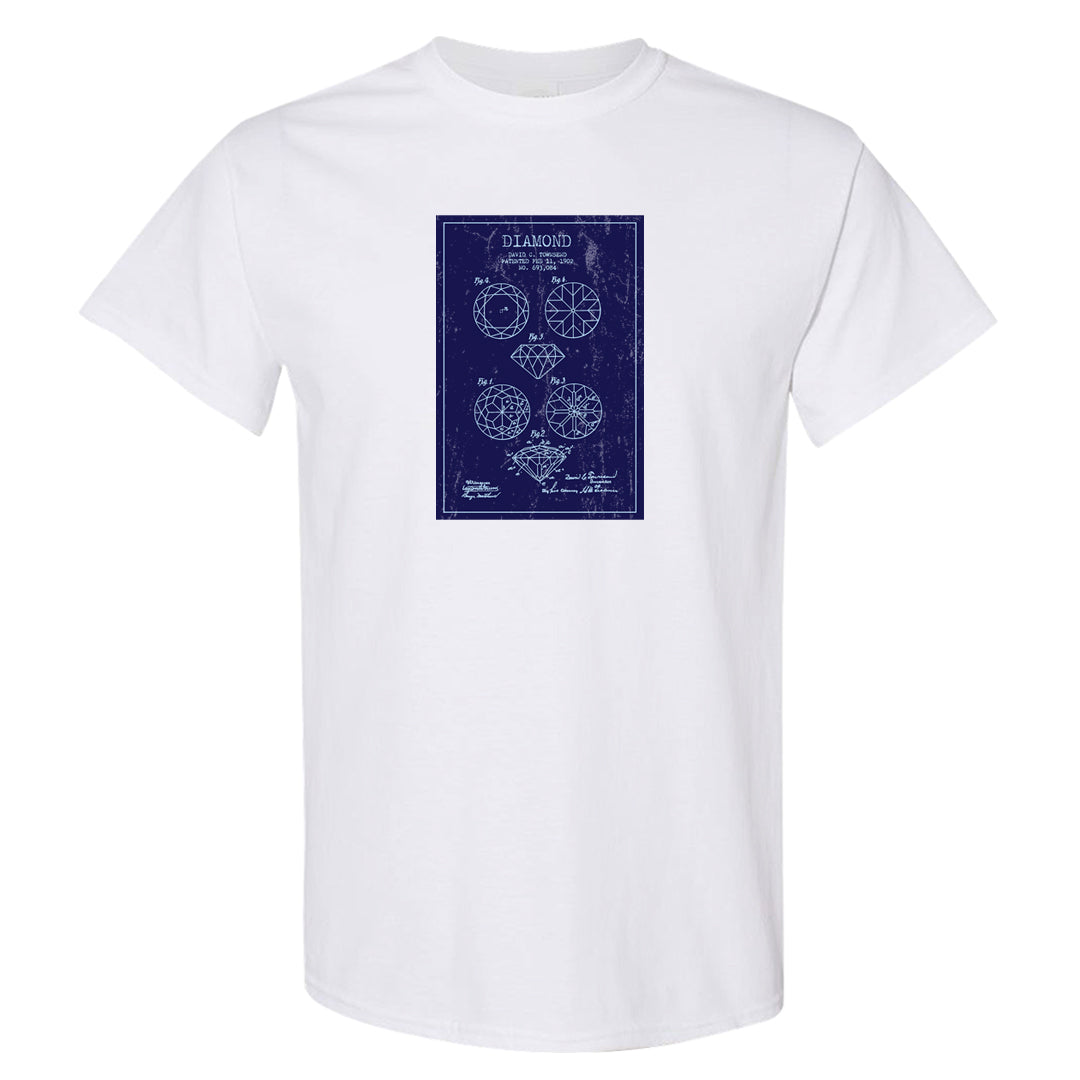 Midnight Navy 5s T Shirt | Diamond Patent Sketch, White