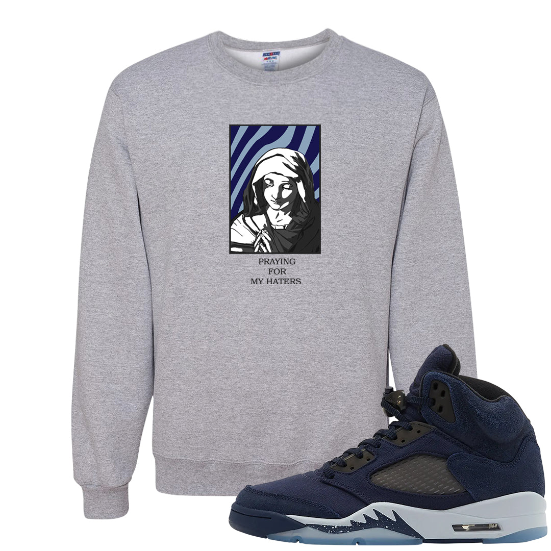 Midnight Navy 5s Crewneck Sweatshirt | God Told Me, Ash