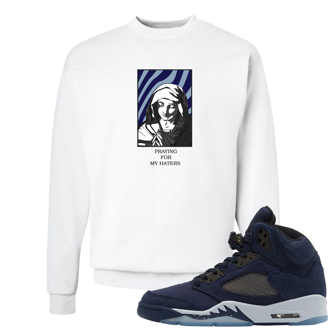 Midnight Navy 5s Crewneck Sweatshirt | God Told Me, White