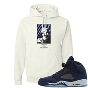 Midnight Navy 5s Hoodie | God Told Me, White