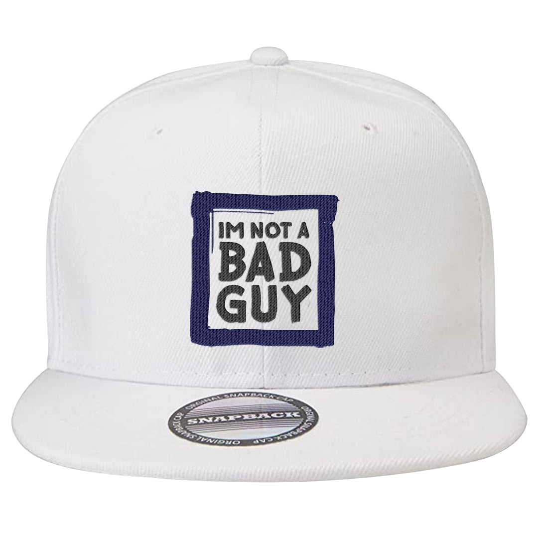 Midnight Navy 5s Snapback Hat | I'm Not A Bad Guy, White