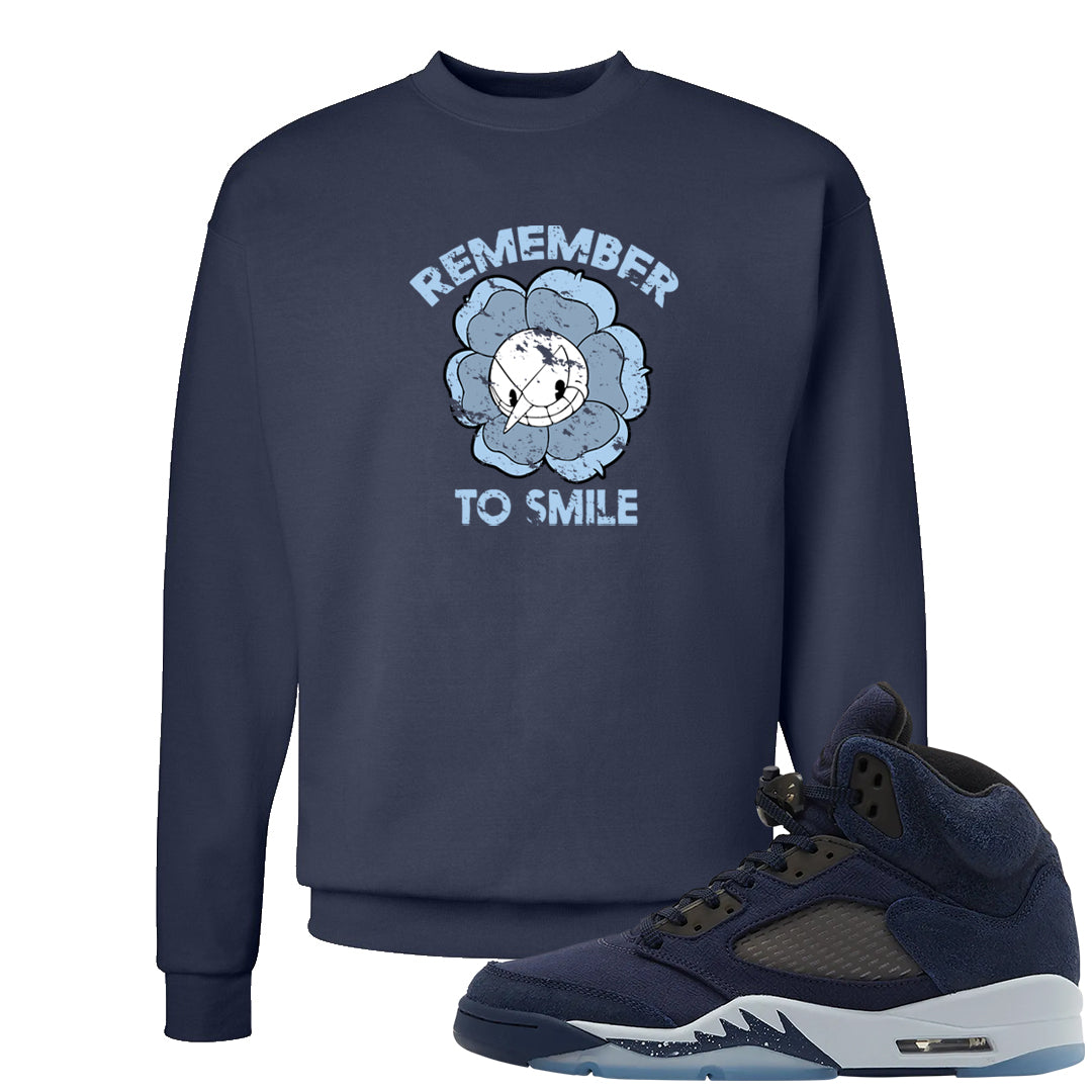 Midnight Navy 5s Crewneck Sweatshirt | Remember To Smile, Navy