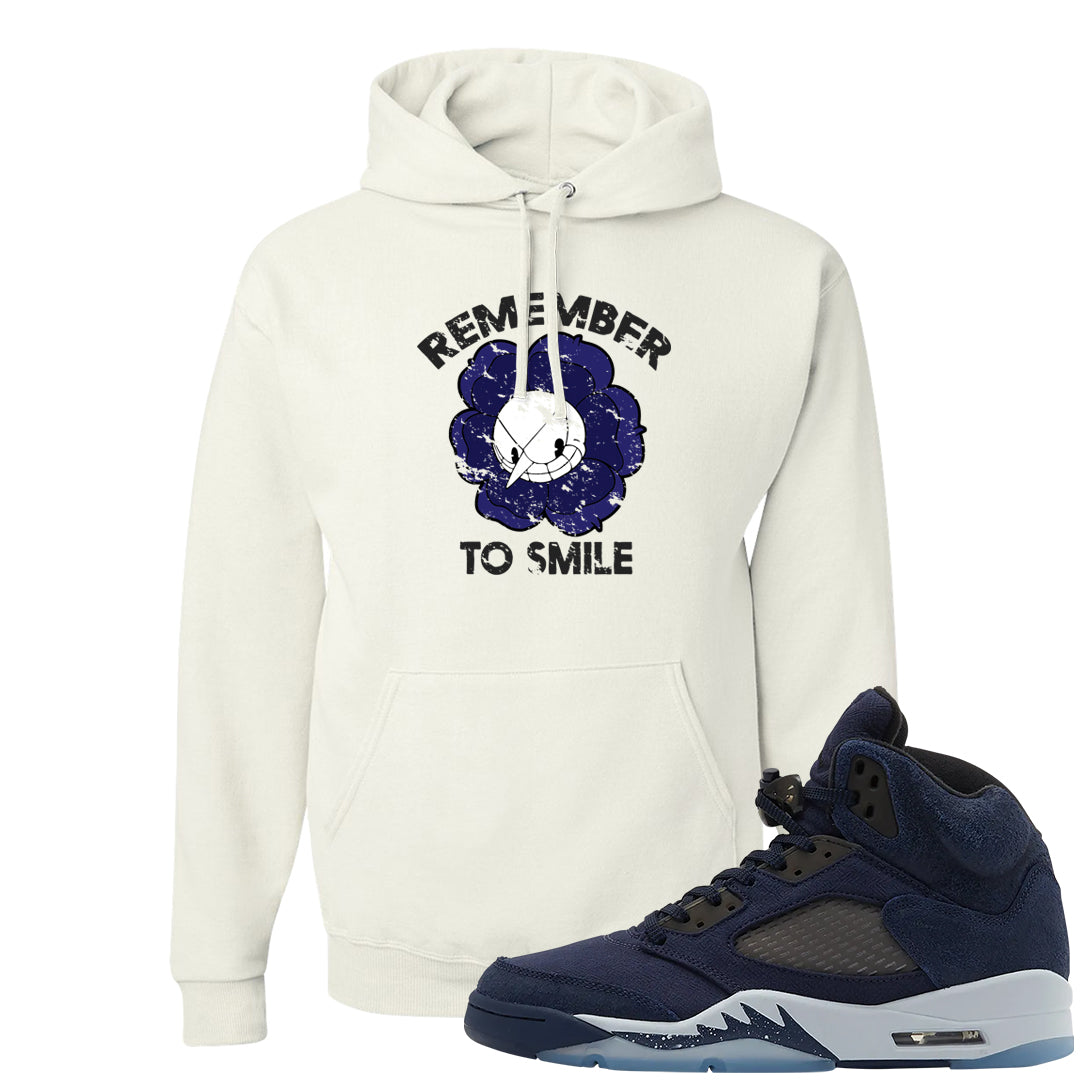 Midnight Navy 5s Hoodie | Remember To Smile, White