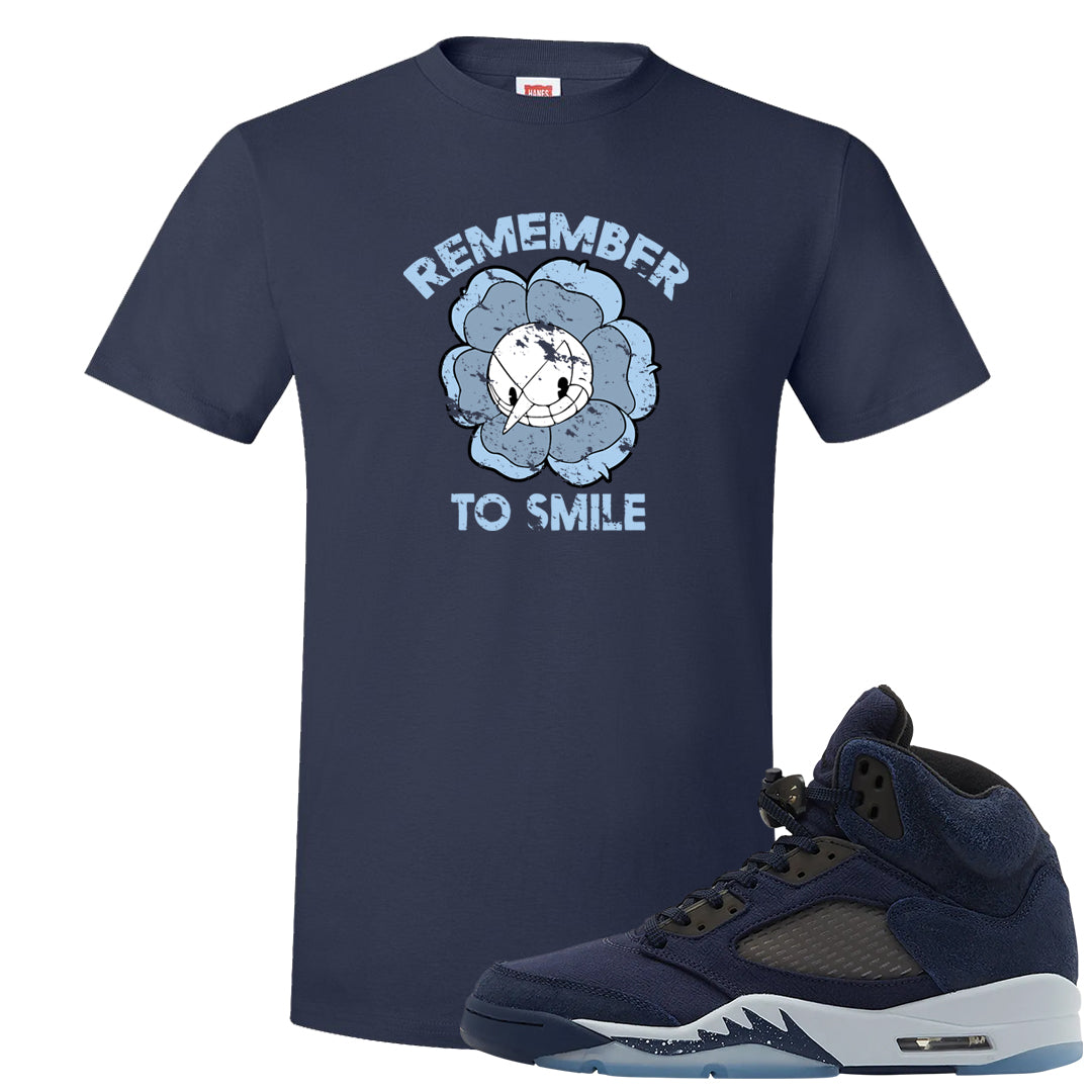 Midnight Navy 5s T Shirt | Remember To Smile, Navy