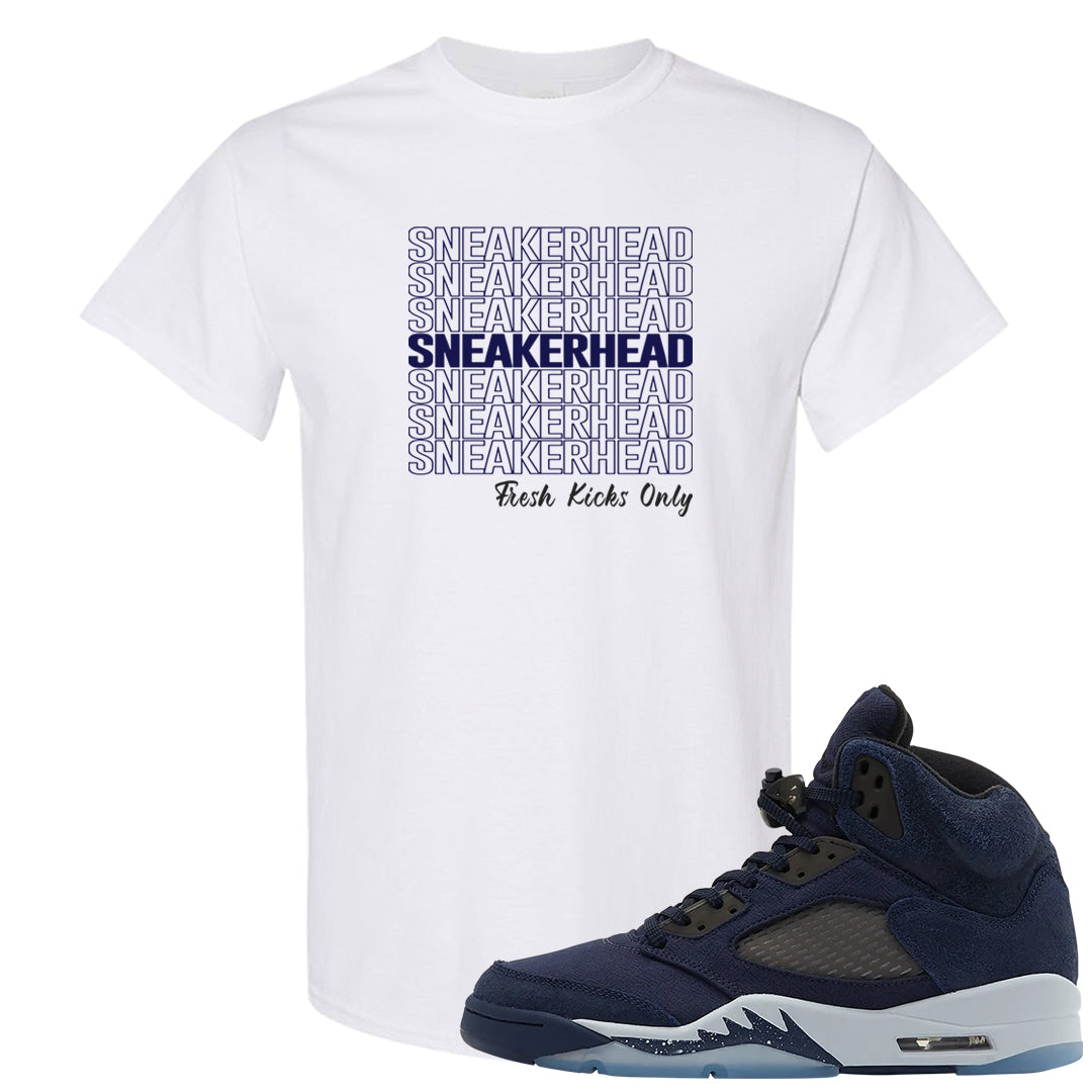 Midnight Navy 5s T Shirt | Thank You Sneakers, White