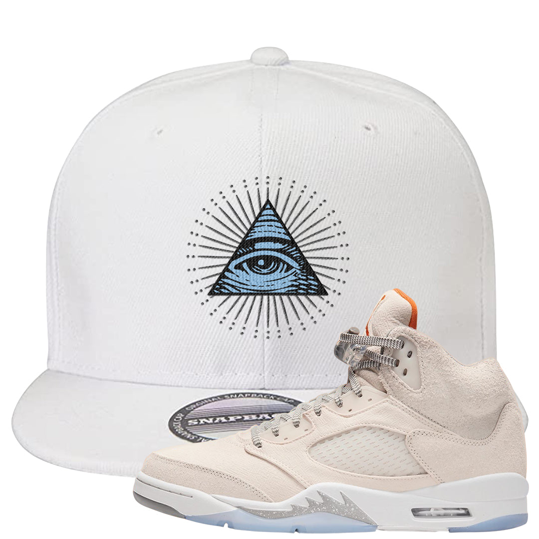 SE Craft 5s Snapback Hat | All Seeing Eye, White