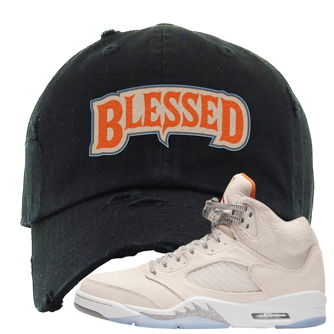 SE Craft 5s Distressed Dad Hat | Blessed Arch, Black