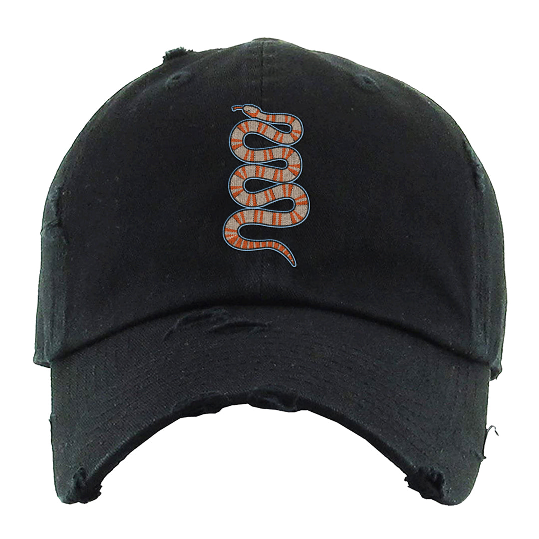 SE Craft 5s Distressed Dad Hat | Coiled Snake, Black