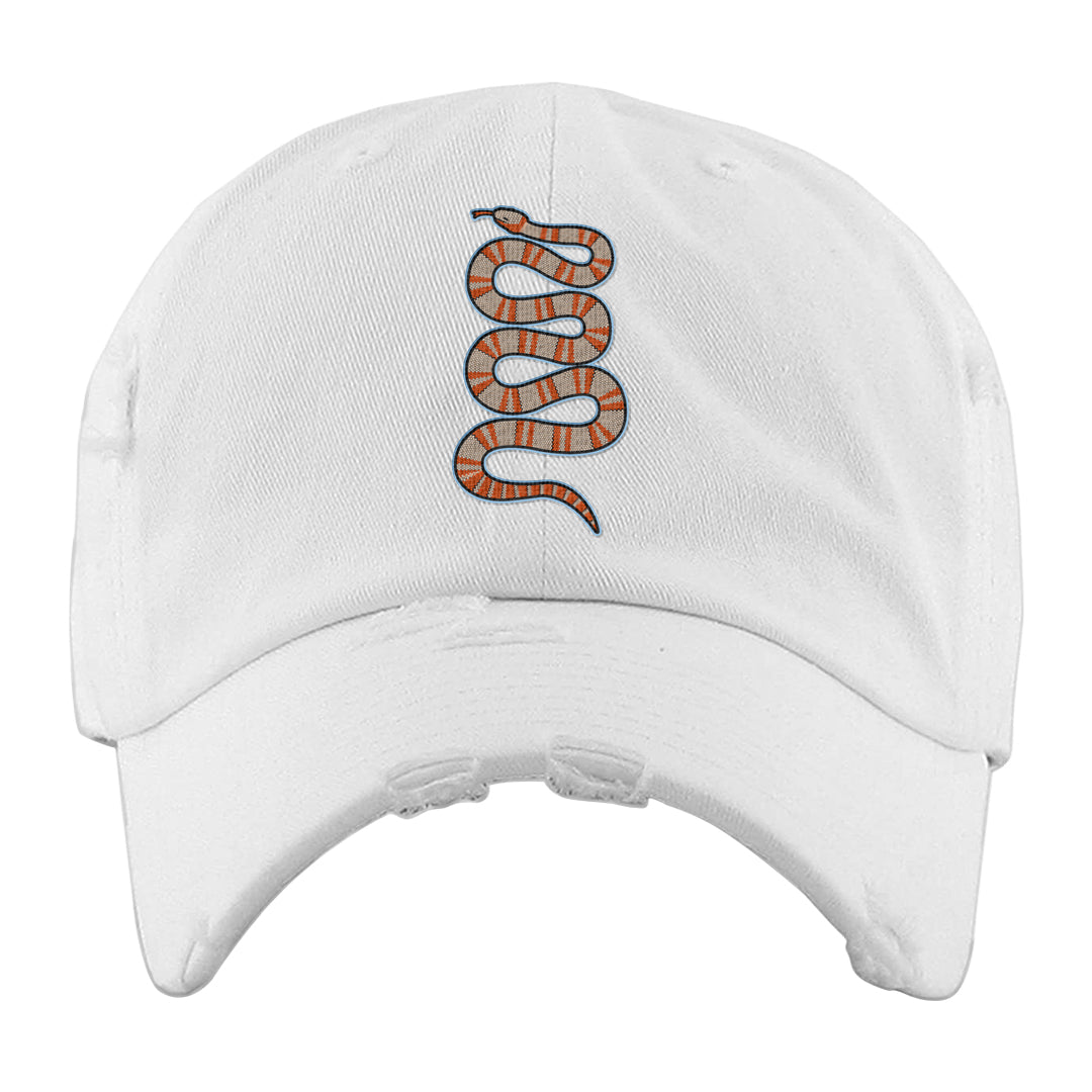 SE Craft 5s Distressed Dad Hat | Coiled Snake, White