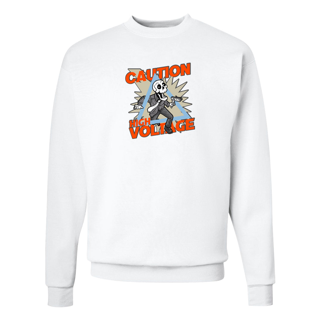 SE Craft 5s Crewneck Sweatshirt | Caution High Voltage, White