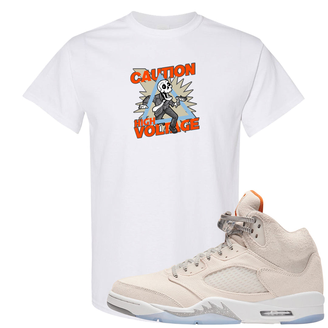 SE Craft 5s T Shirt | Caution High Voltage, White