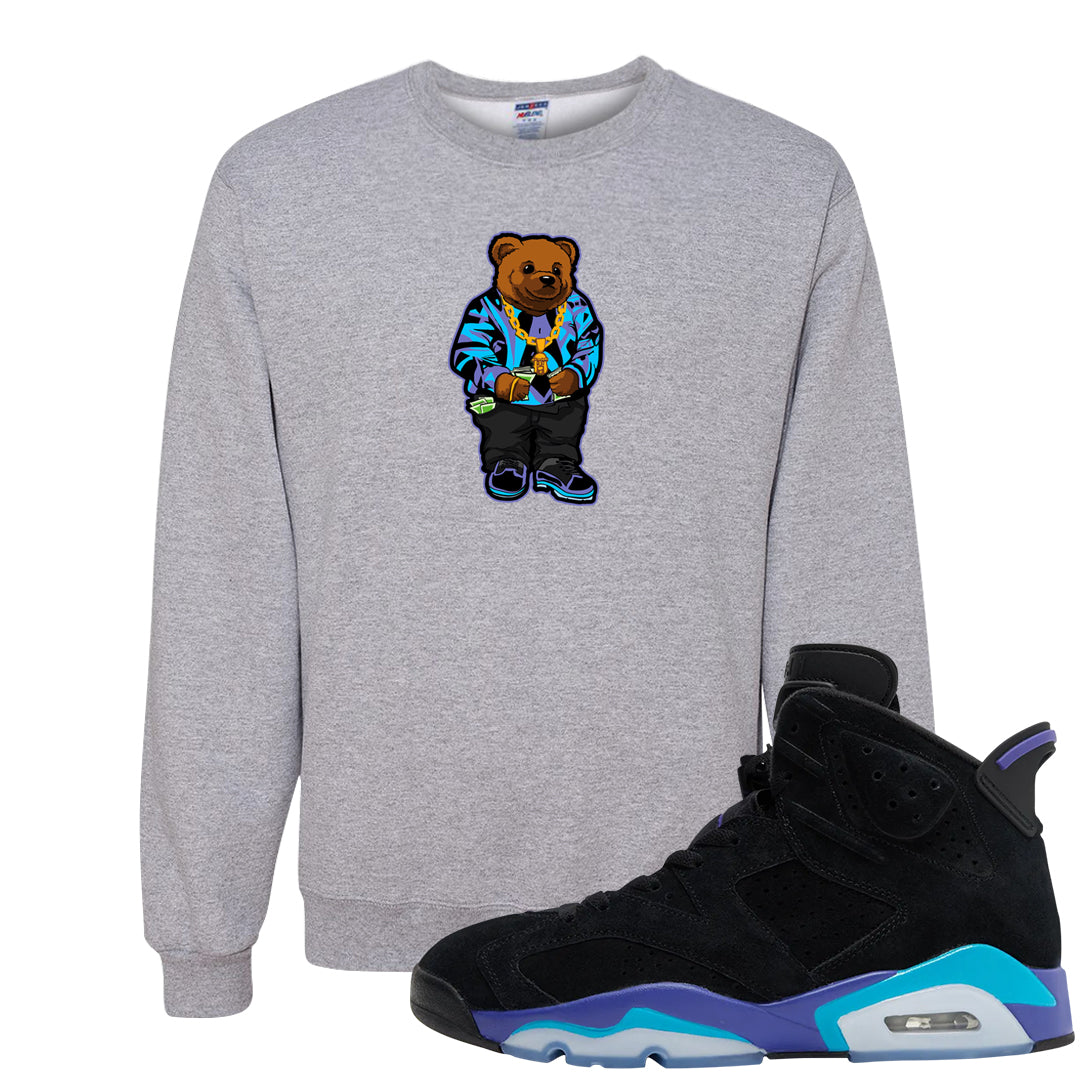 Aqua 6s Crewneck Sweatshirt | Sweater Bear, Ash