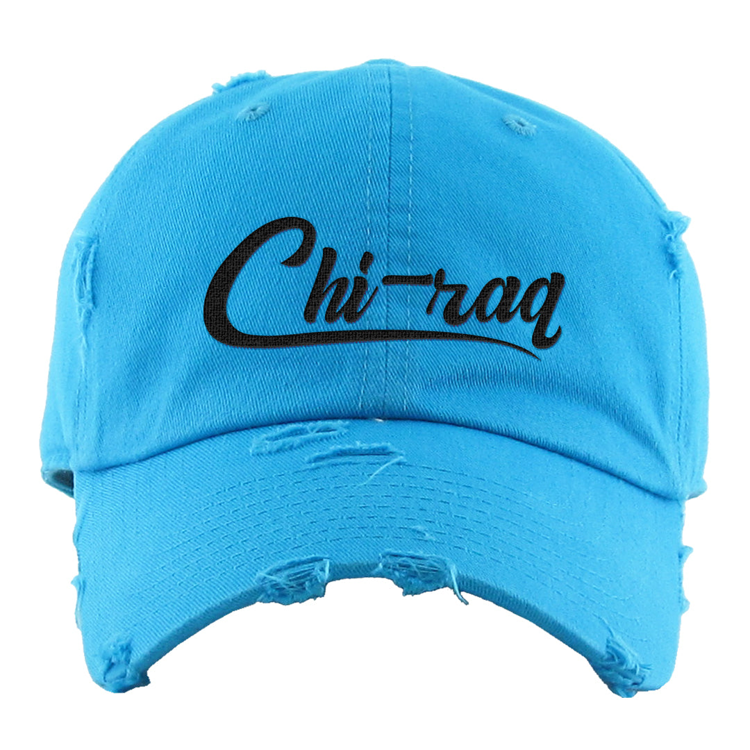 Aqua 6s Distressed Dad Hat | Chiraq, Aqua