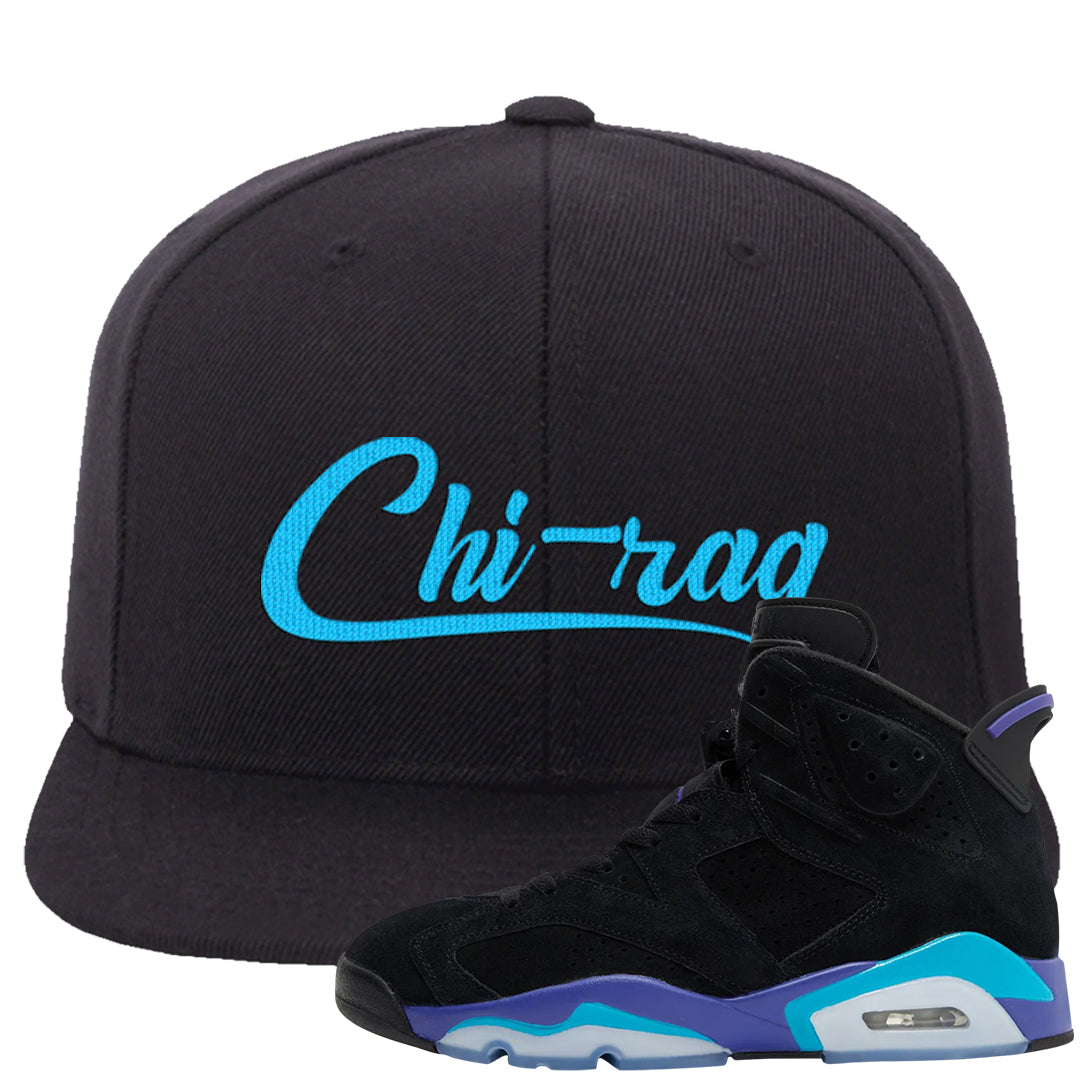 Aqua 6s Snapback Hat | Chiraq, Black