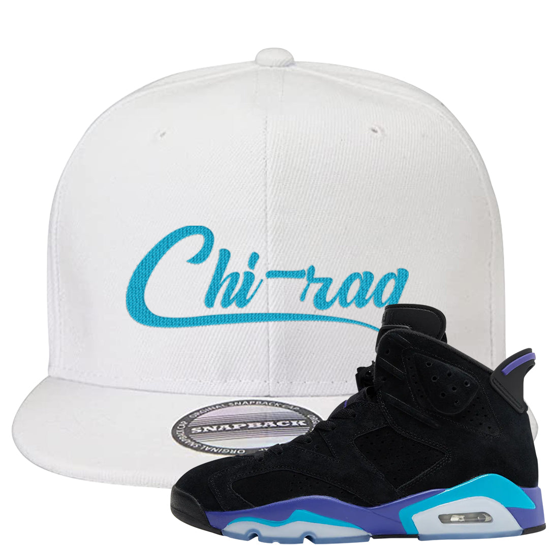 Aqua 6s Snapback Hat | Chiraq, White