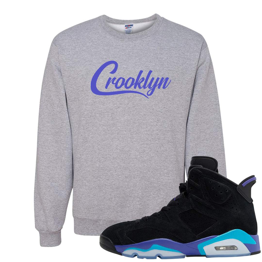 Aqua 6s Crewneck Sweatshirt | Crooklyn, Ash