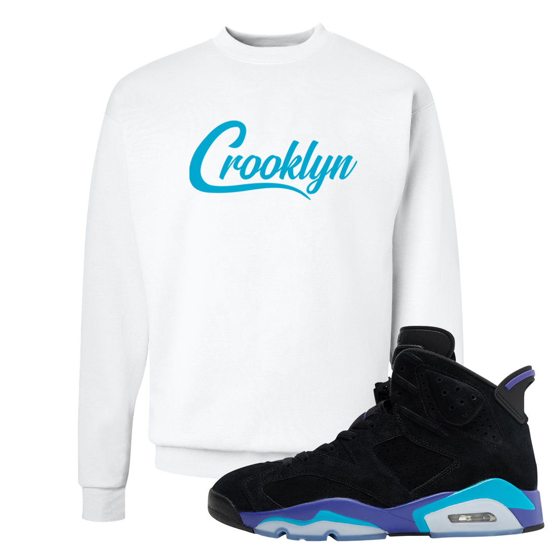 Aqua 6s Crewneck Sweatshirt | Crooklyn, White
