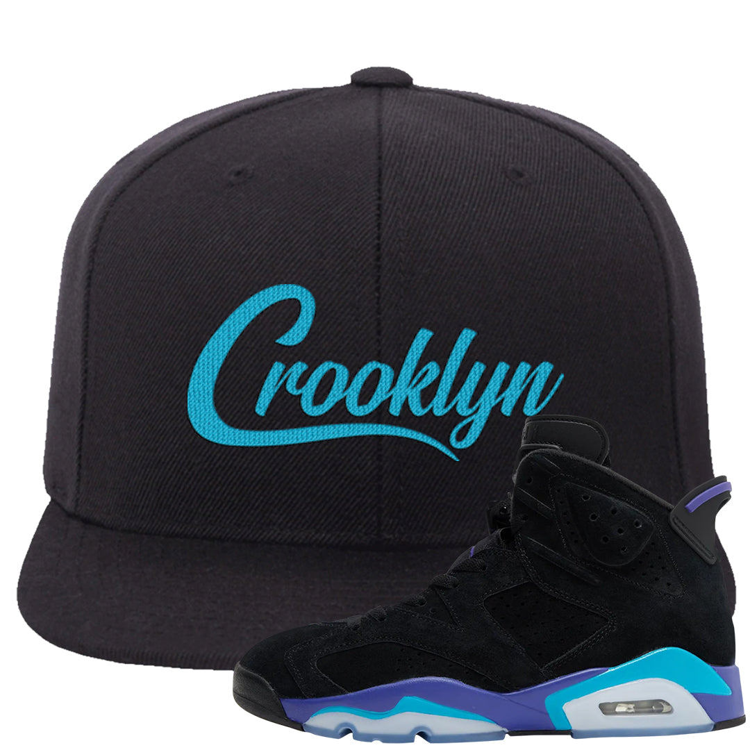 Aqua 6s Snapback Hat | Crooklyn, Black