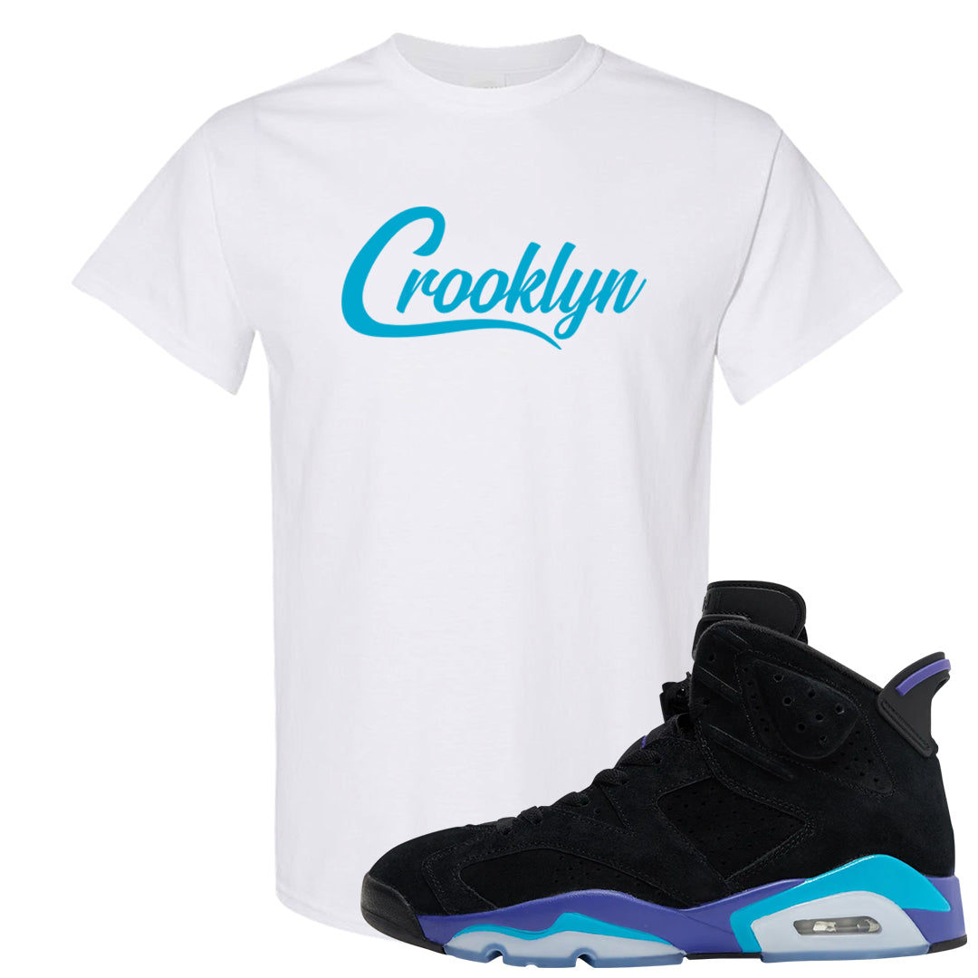 Aqua 6s T Shirt | Crooklyn, White
