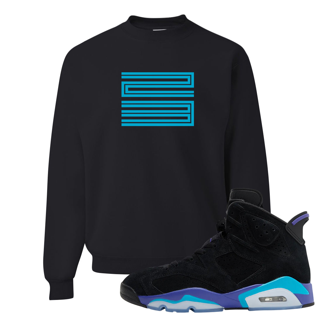 Aqua 6s Crewneck Sweatshirt | Double Line 23, Black