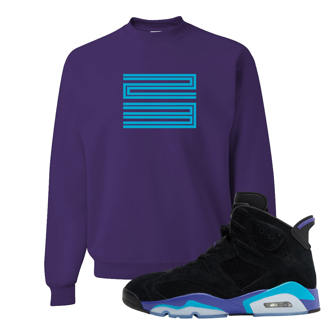 Aqua 6s Crewneck Sweatshirt | Double Line 23, Purple