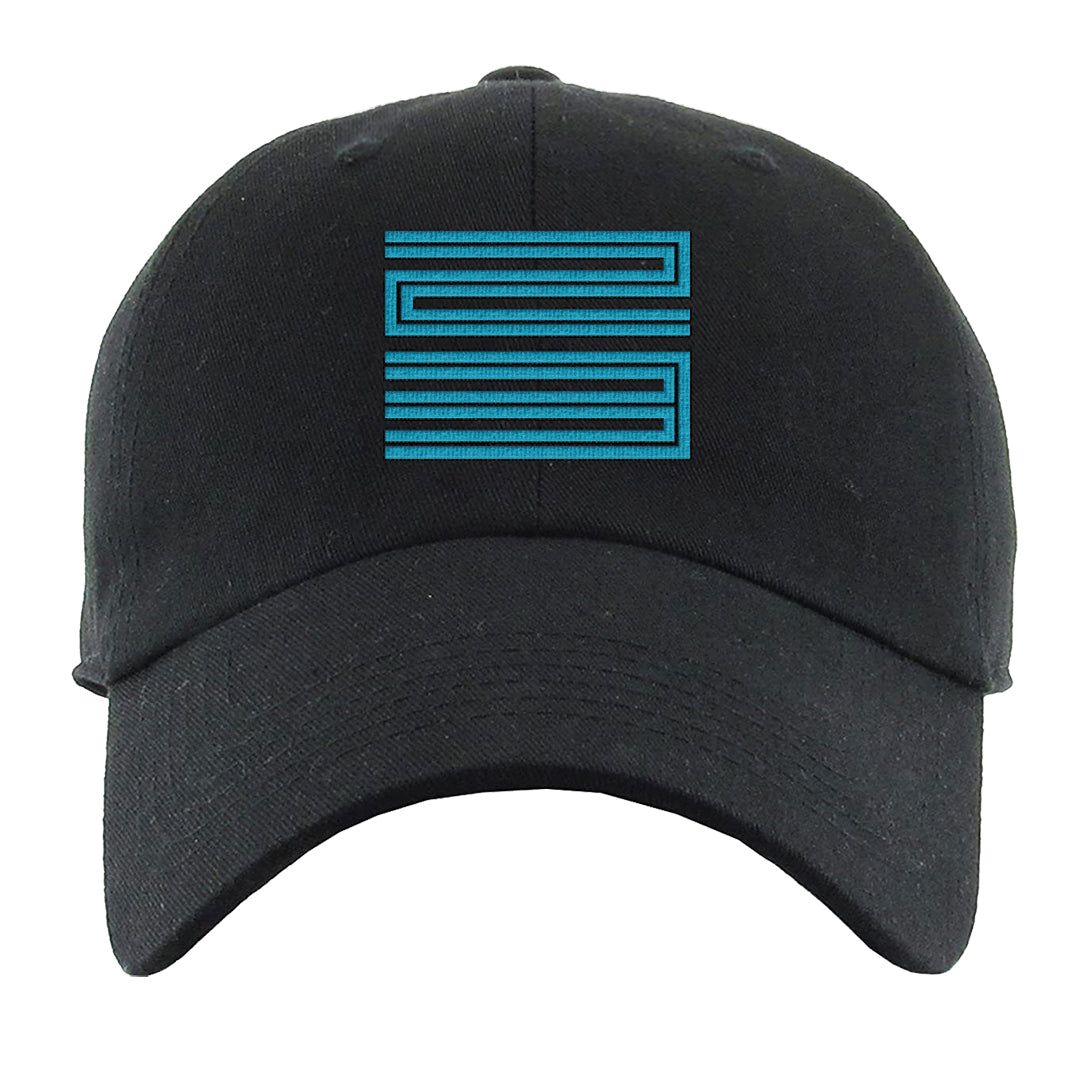 Aqua 6s Dad Hat | Double Line 23, Black
