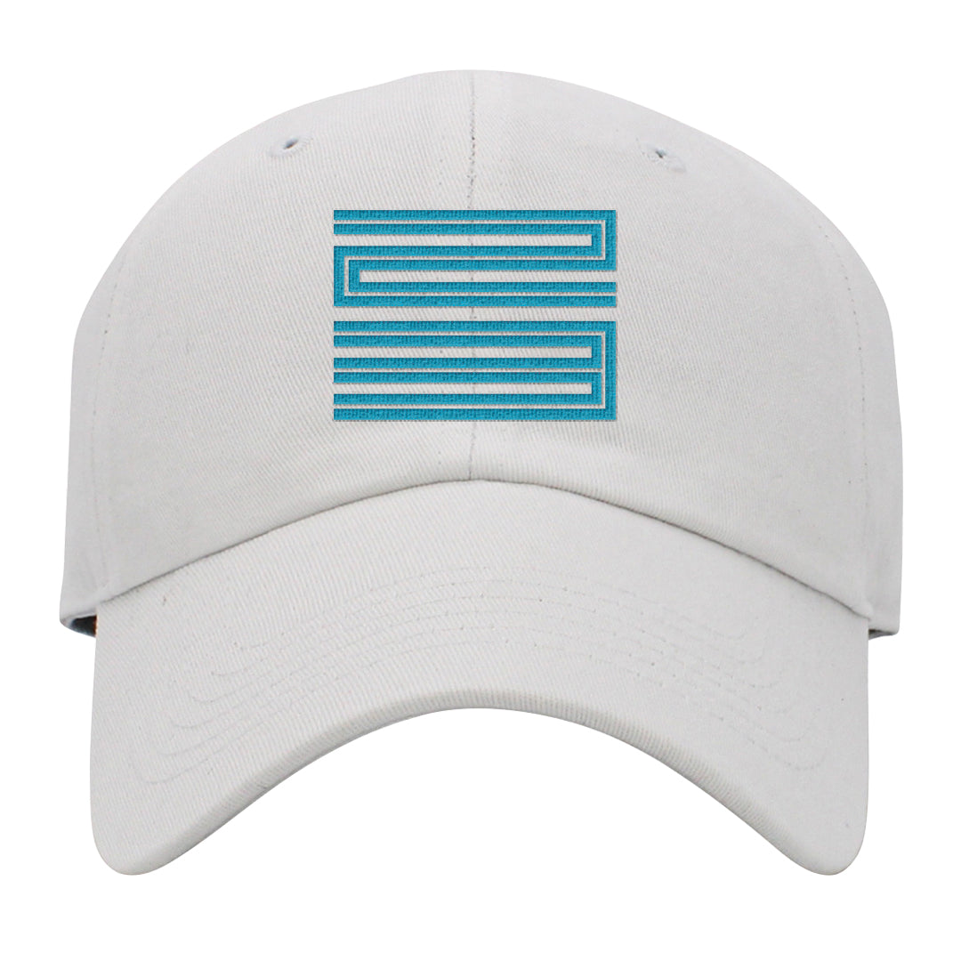 Aqua 6s Dad Hat | Double Line 23, White