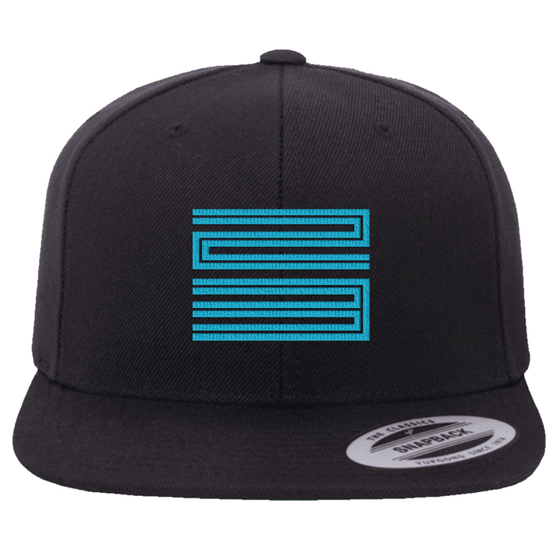 Aqua 6s Snapback Hat | Double Line 23, Black