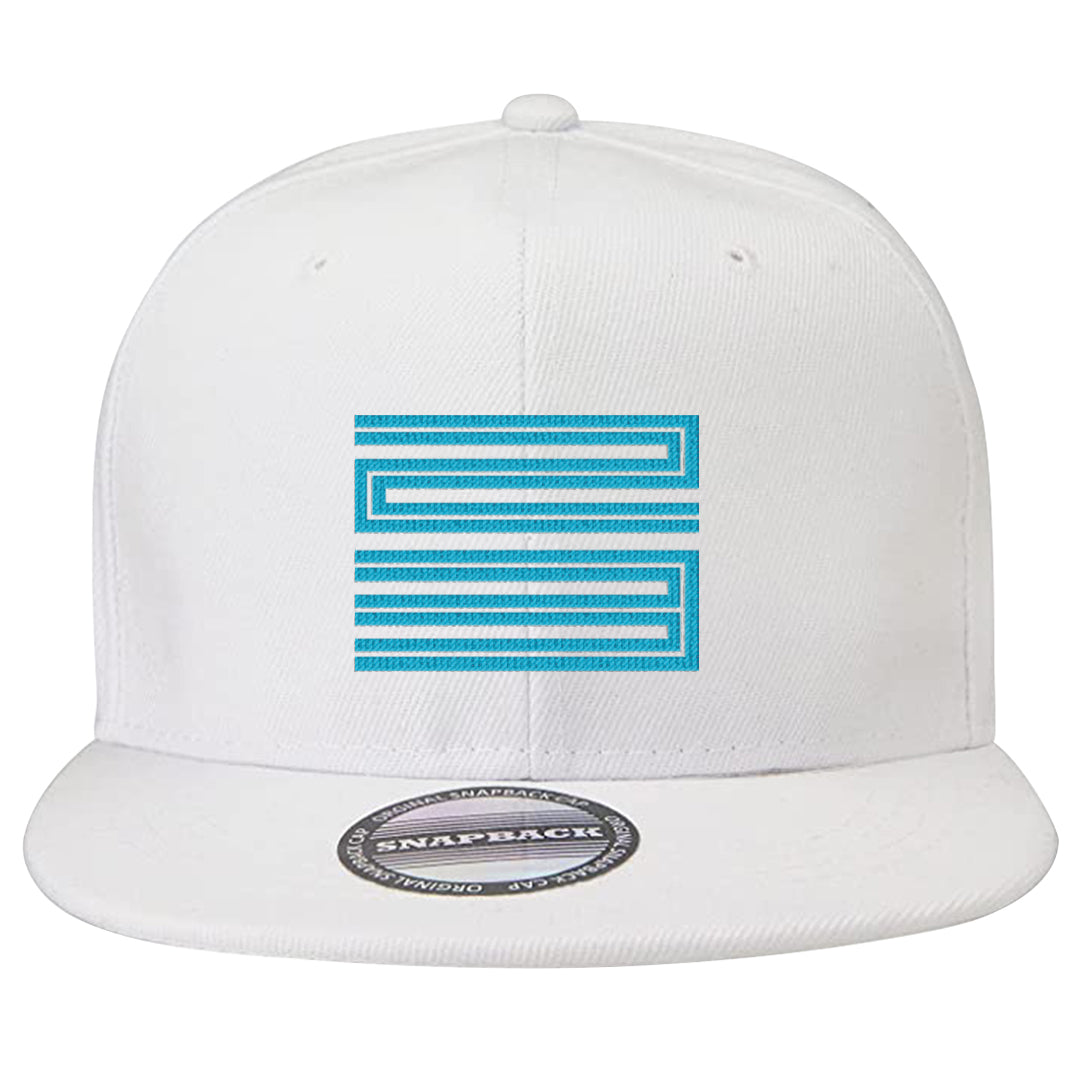 Aqua 6s Snapback Hat | Double Line 23, White