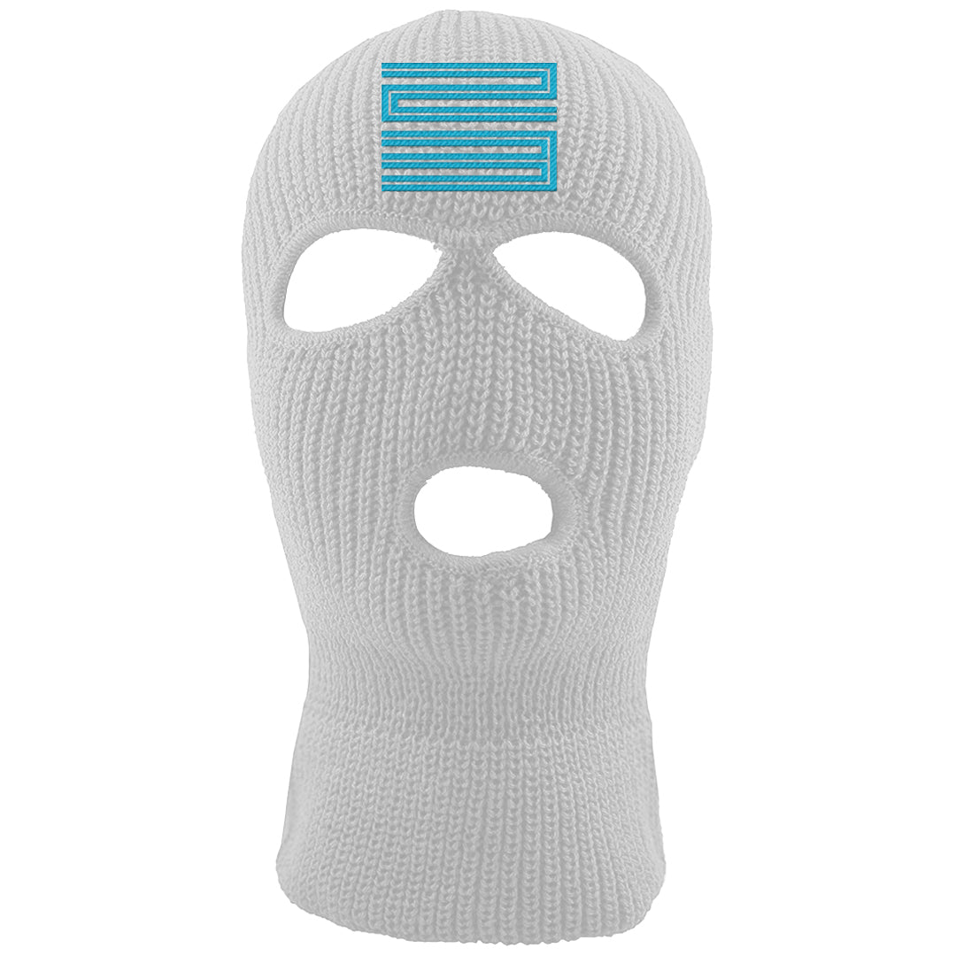 Aqua 6s Ski Mask | Double Line 23, White