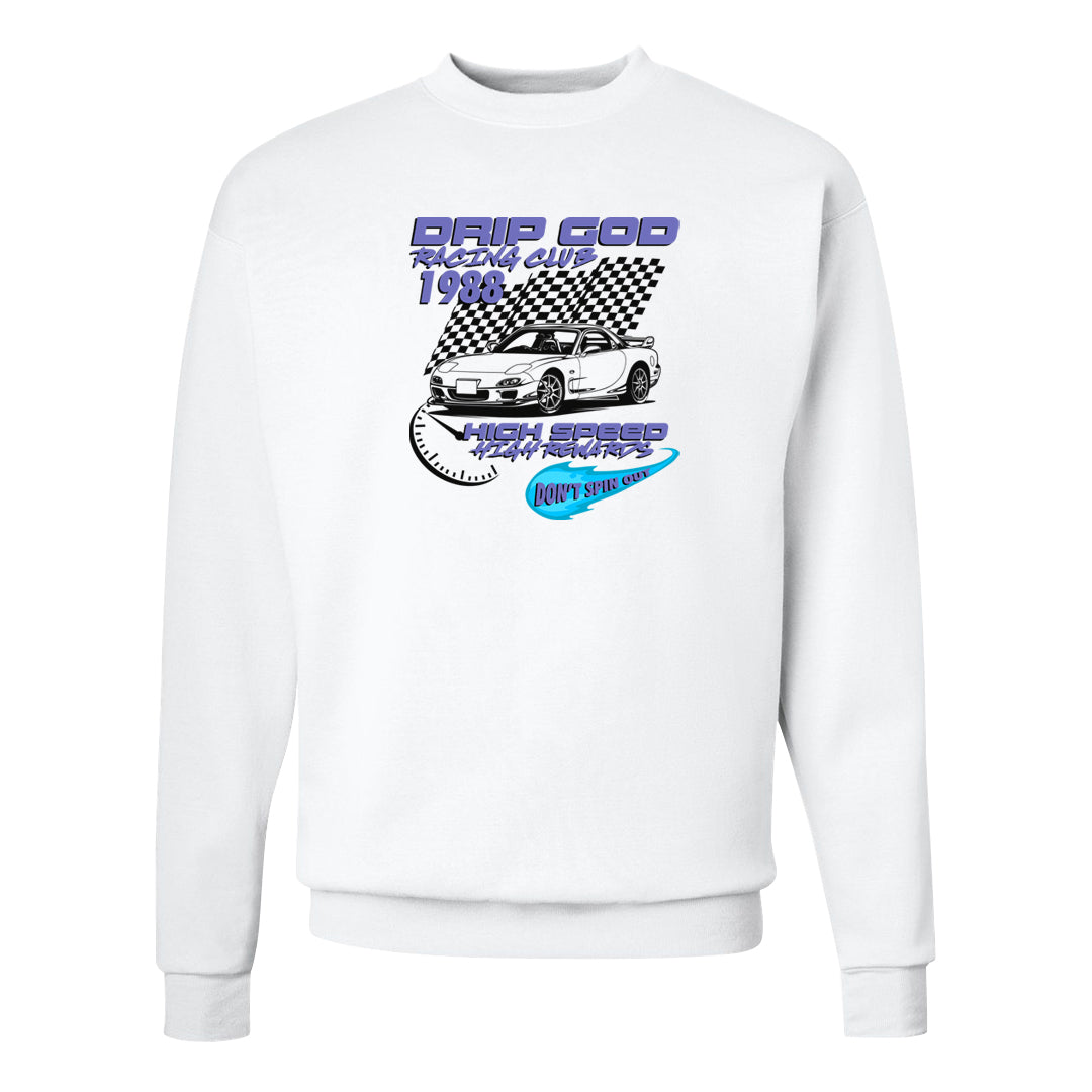 Aqua 6s Crewneck Sweatshirt | Drip God Racing Club, White