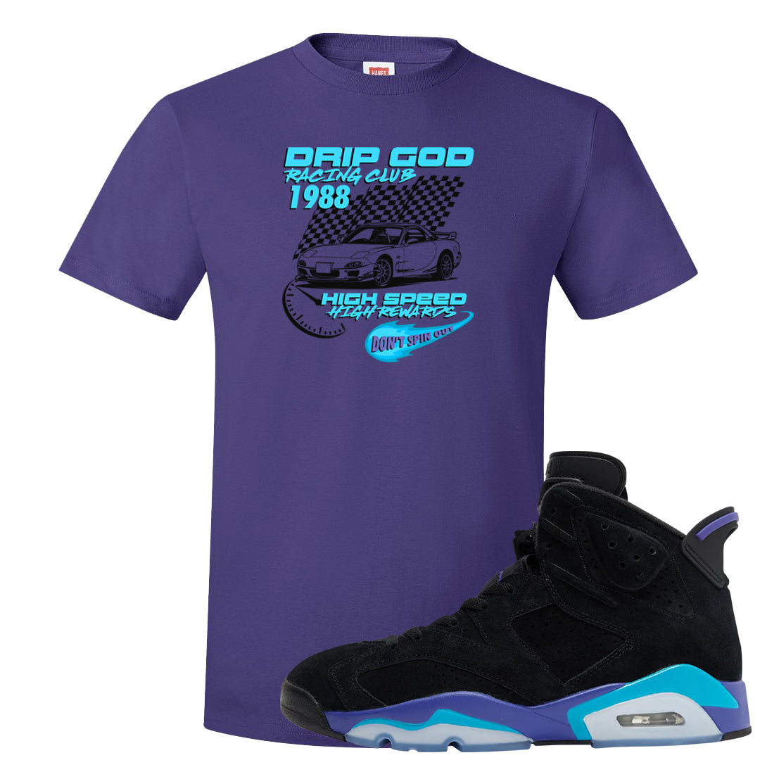 Aqua 6s T Shirt | Drip God Racing Club, Purple