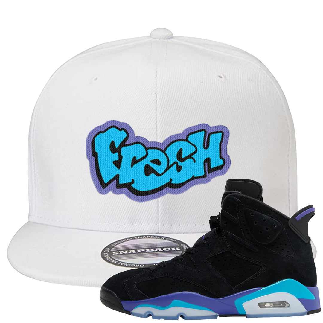 Aqua 6s Snapback Hat | Fresh, White