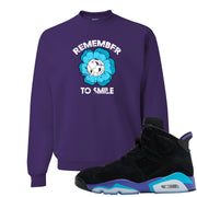 Aqua 6s Crewneck Sweatshirt | Remember To Smile, Purple