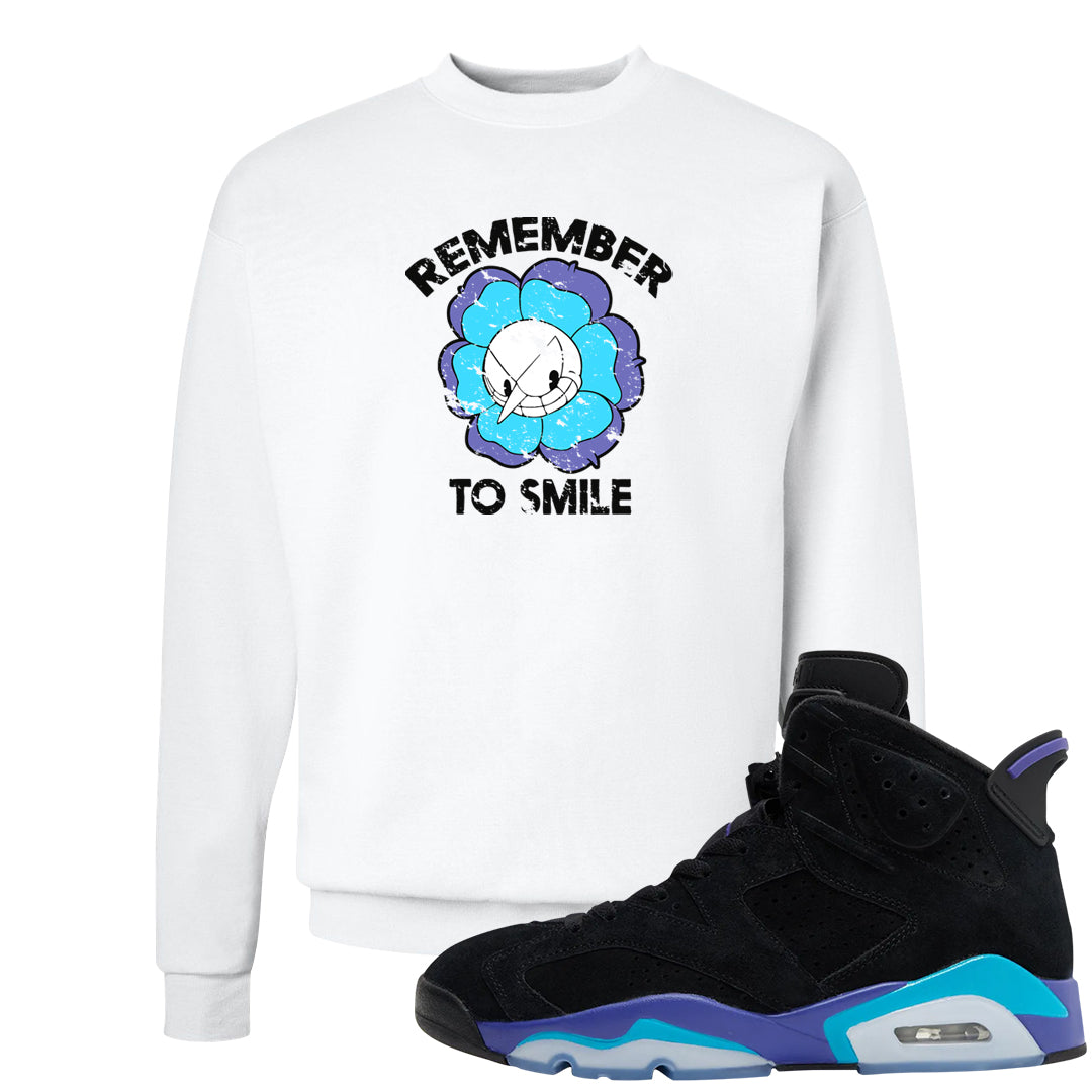 Aqua 6s Crewneck Sweatshirt | Remember To Smile, White